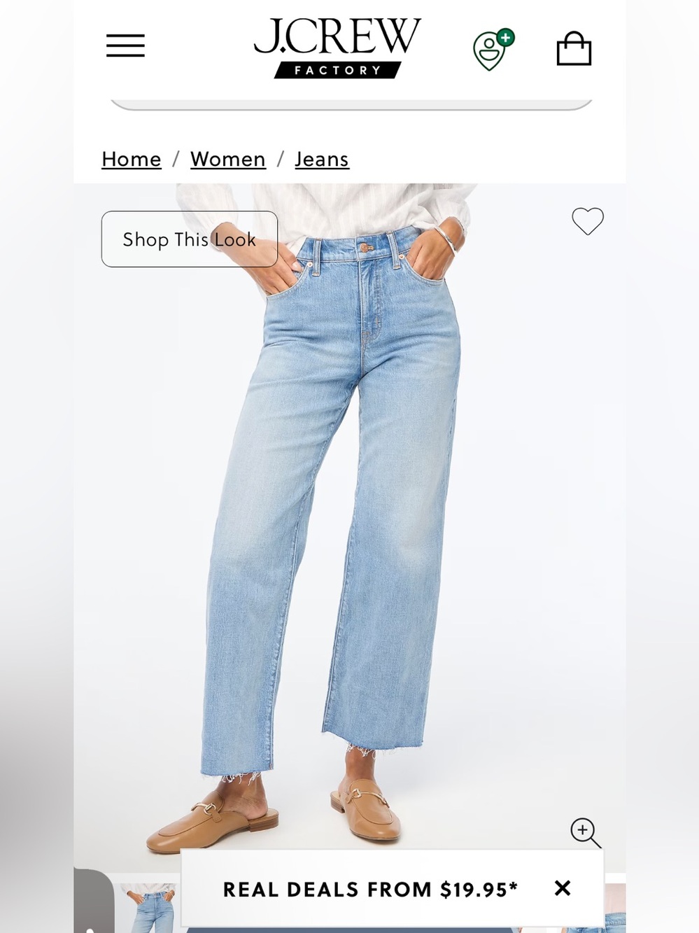 J. Crew Factory Light Blue Wide-Leg Jeans cropped